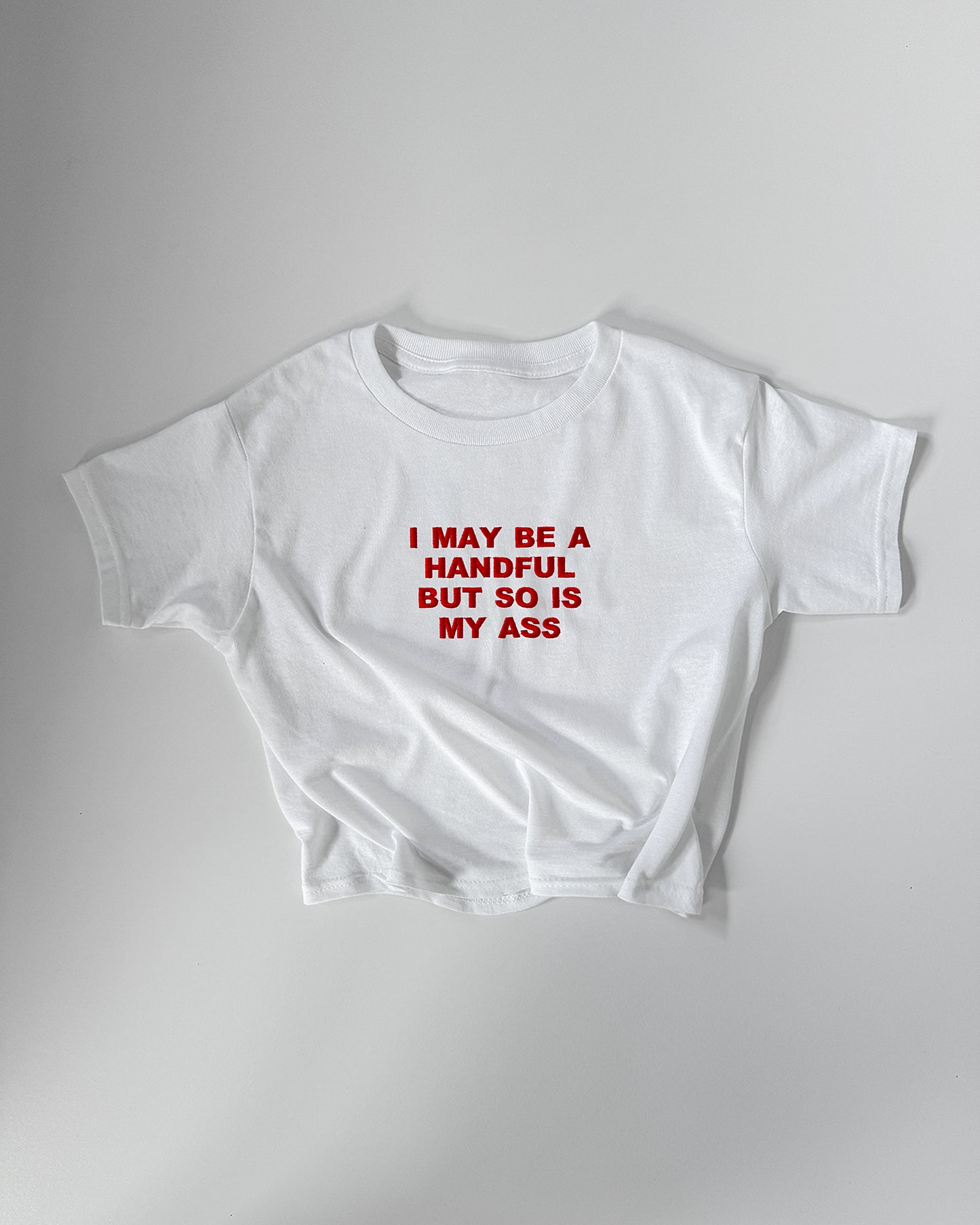 Embroidered 'I May Be A Handful, But So Is My Ass' 90s Y2K T-Shirt