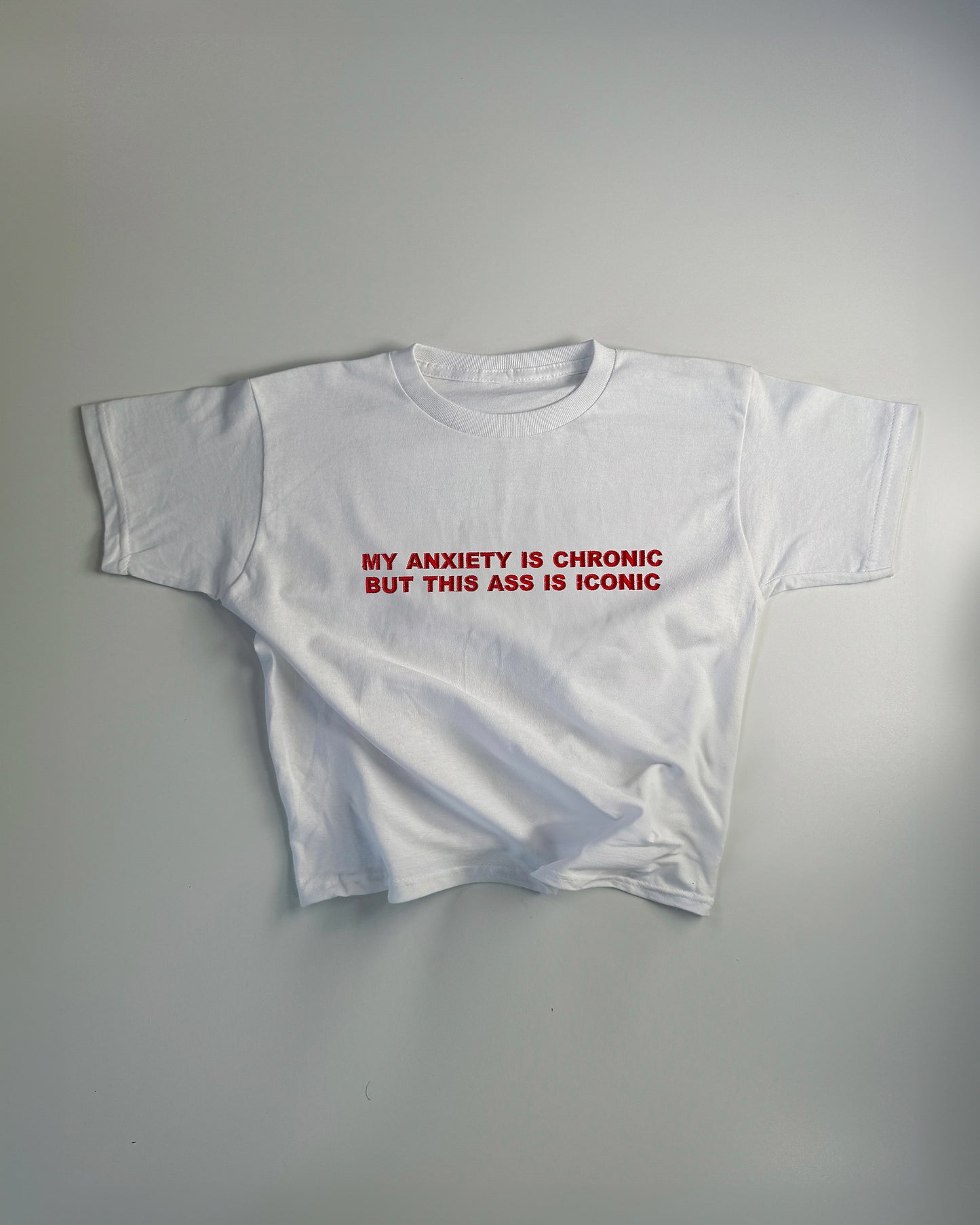 Embroidered 'My Anxiety Is Chronic V2' 90s Y2K T-Shirt