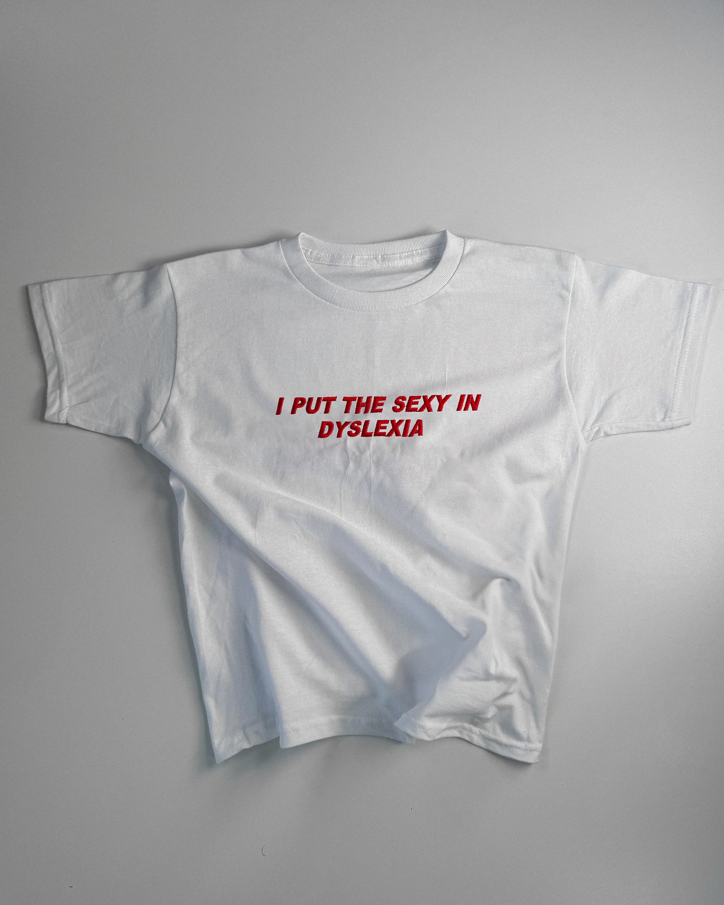 Embroidered 'I Put Sexy In Dyslexia' 90s Y2K T-Shirt