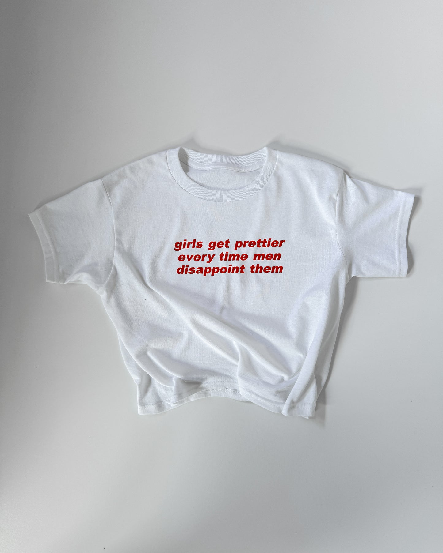 Embroidered 'GIRLS GET PRETTIER EVERY TIME MEN DISAPPOINT THEM' 90s Y2K T-Shirt