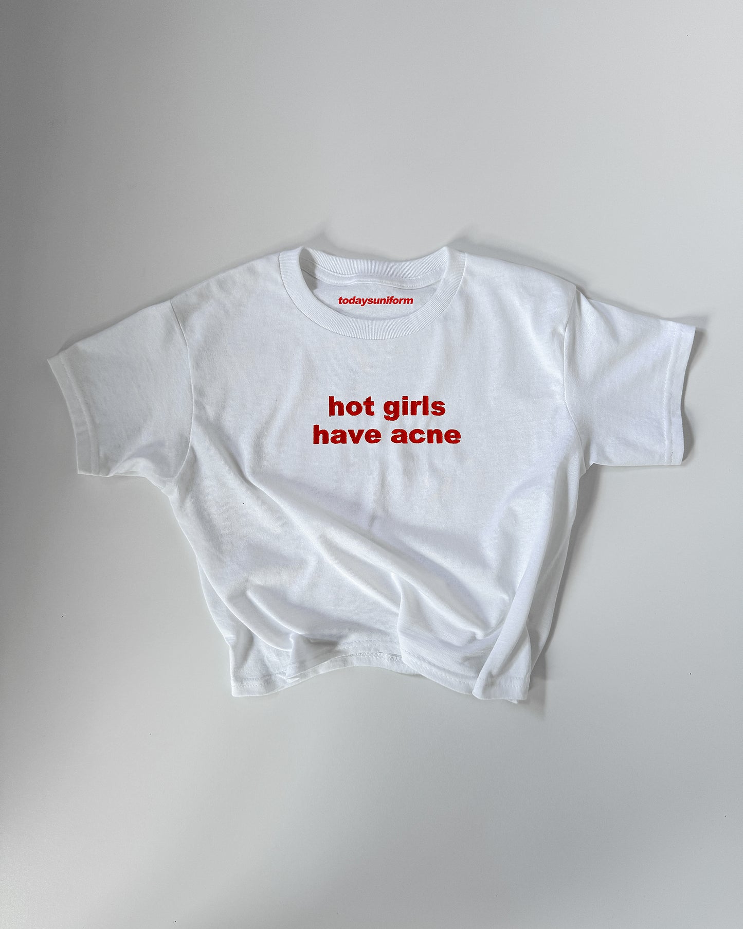 Embroidered 'HOT GIRLS HAVE ACNE' 90s Y2K T-Shirt