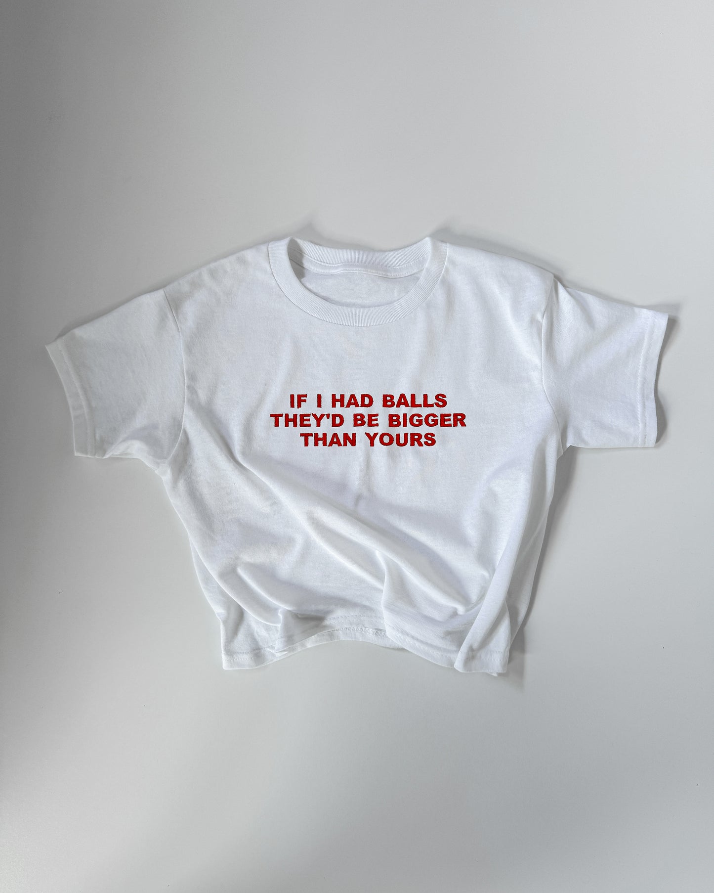 Embroidered 'IF I HAD BALLS THEY'D BE BIGGER THAN YOURS' 90s Y2K T-Shirt