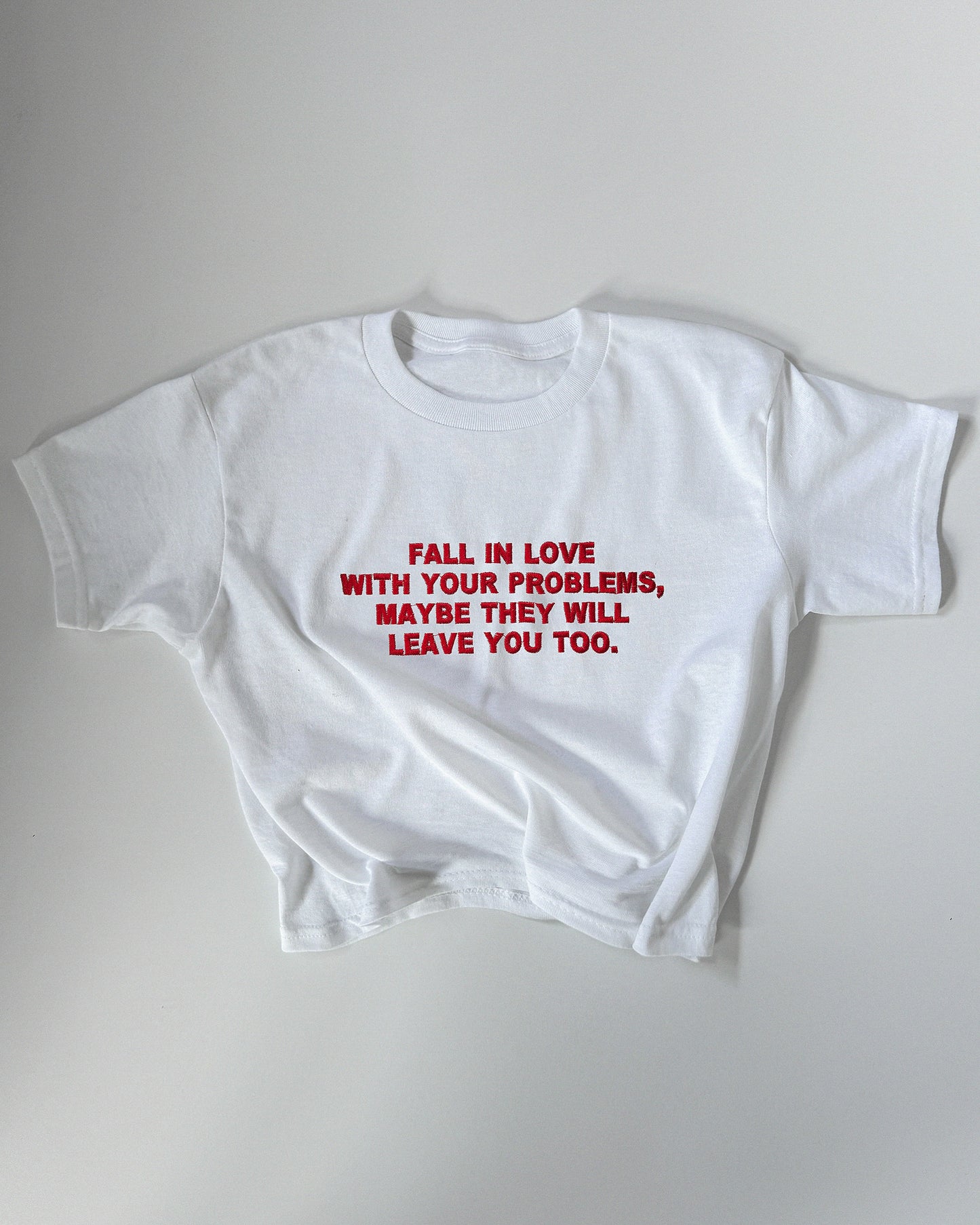 Embroidered 'Fall In Love With Your Problems' 90s Y2K T-Shirt