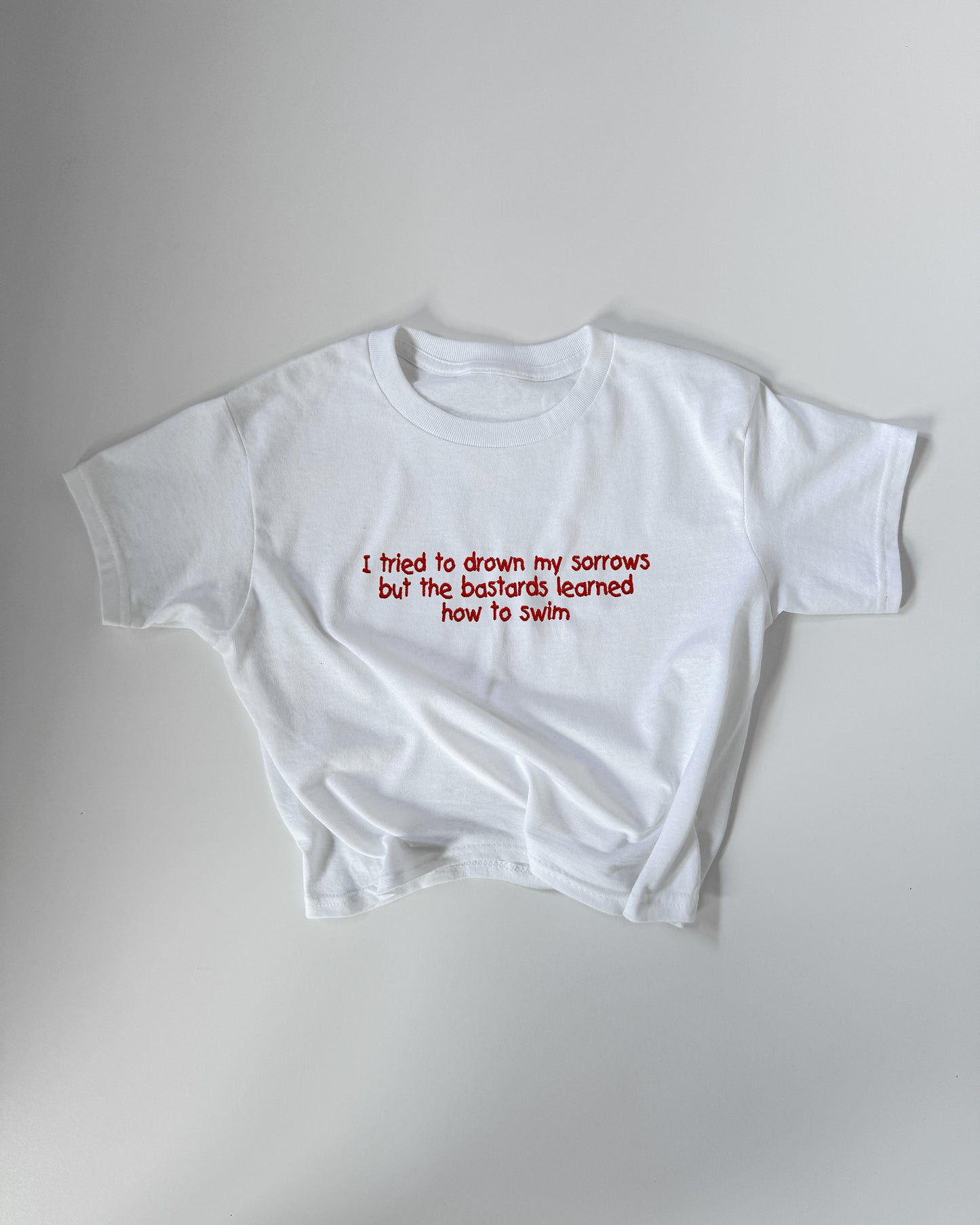 Embroidered ‘I tried to drown my sorrows but the bastards learned how to swim' 90s Y2K T-Shirt