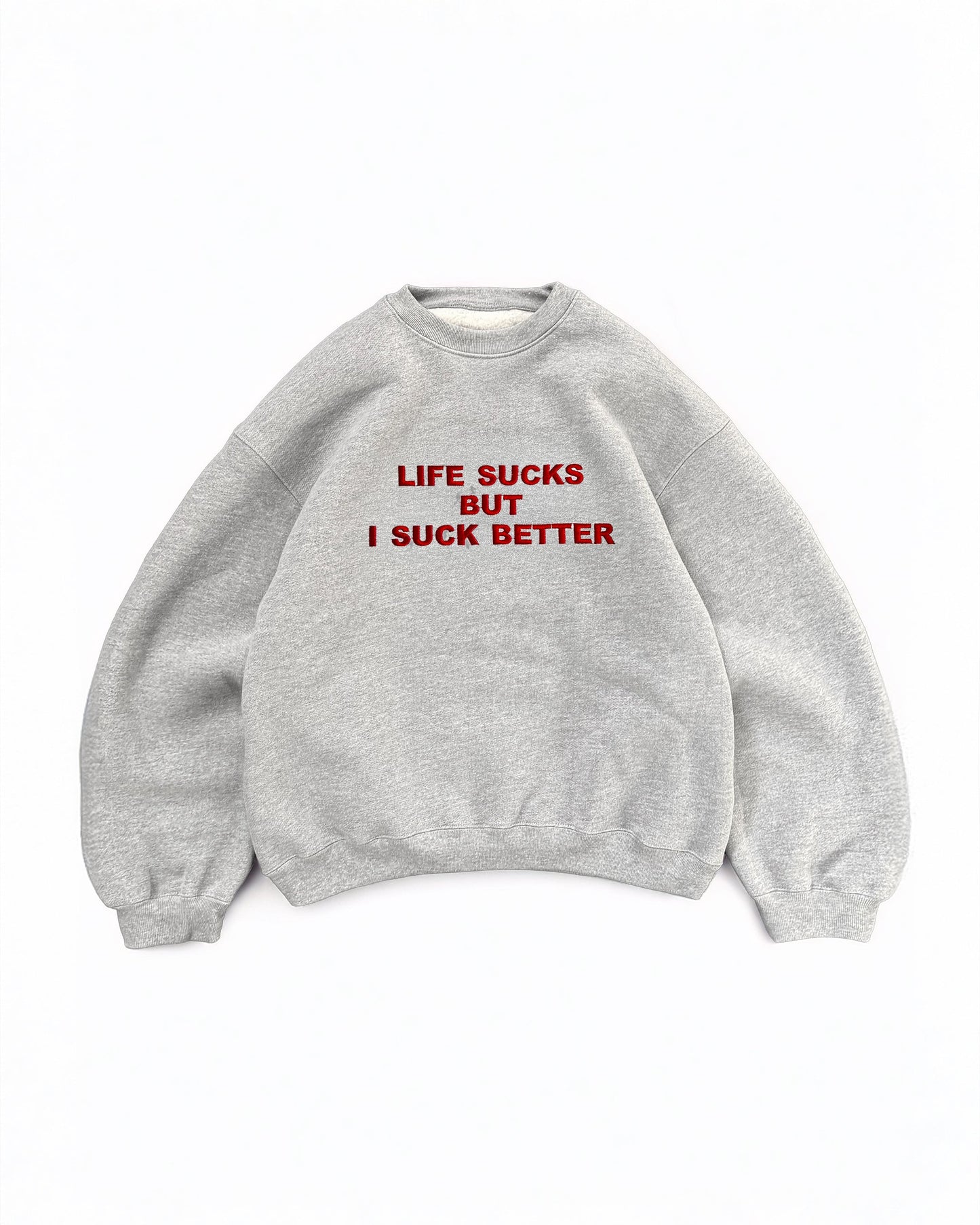 Embroidered 'Life Sucks But I Suck Better' 90s Y2K T-Shirt