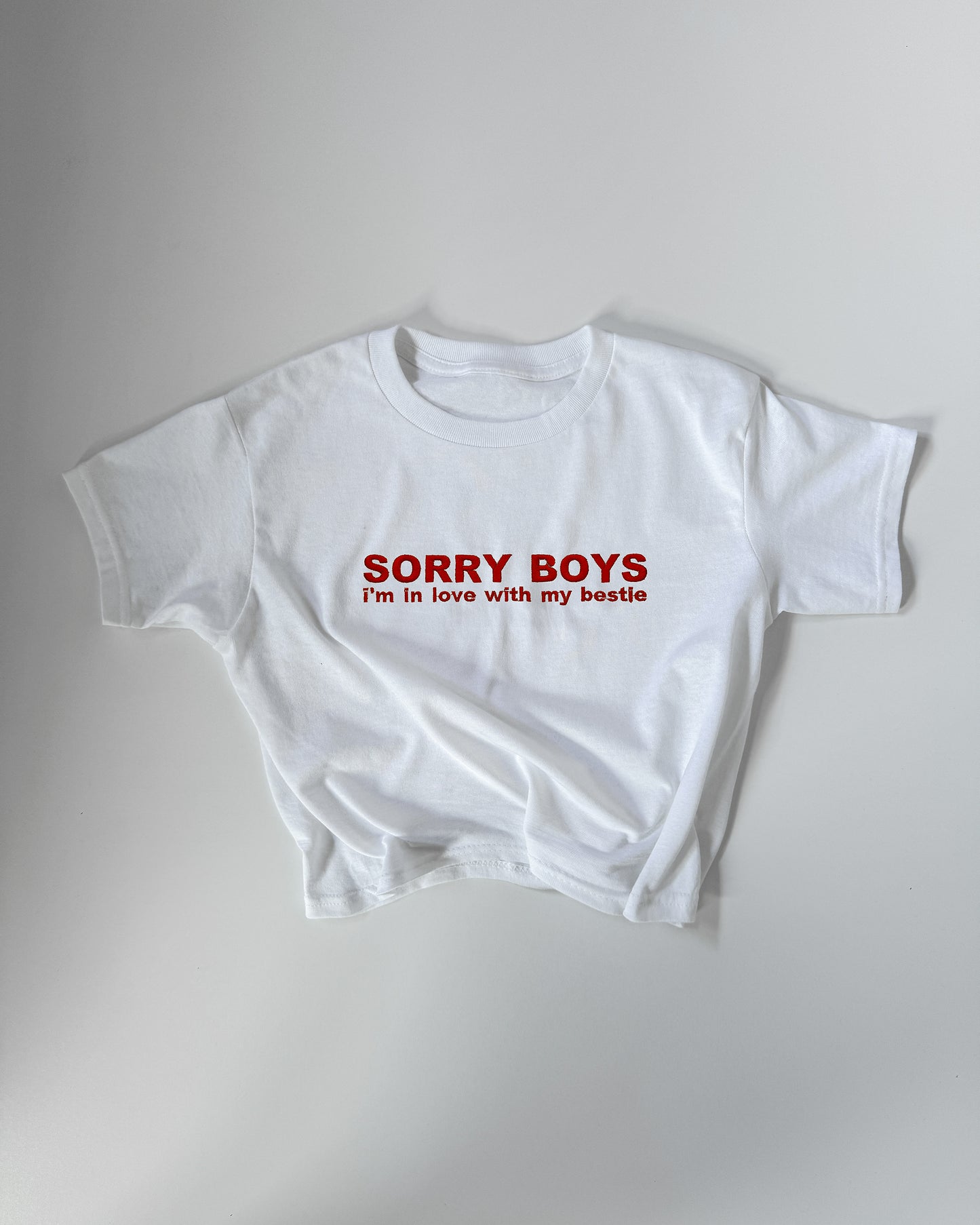 Embroidered 'SORRY BOYS I'M IN LOVE WITH MY BESTIE' 90s Y2K T-Shirt