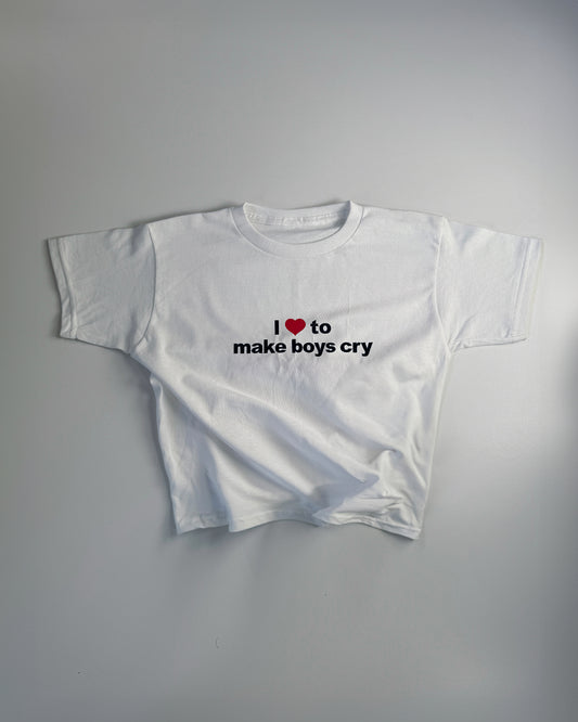 Embroidered 'I Love To Make Boys Cry' 90s Y2K T-Shirt