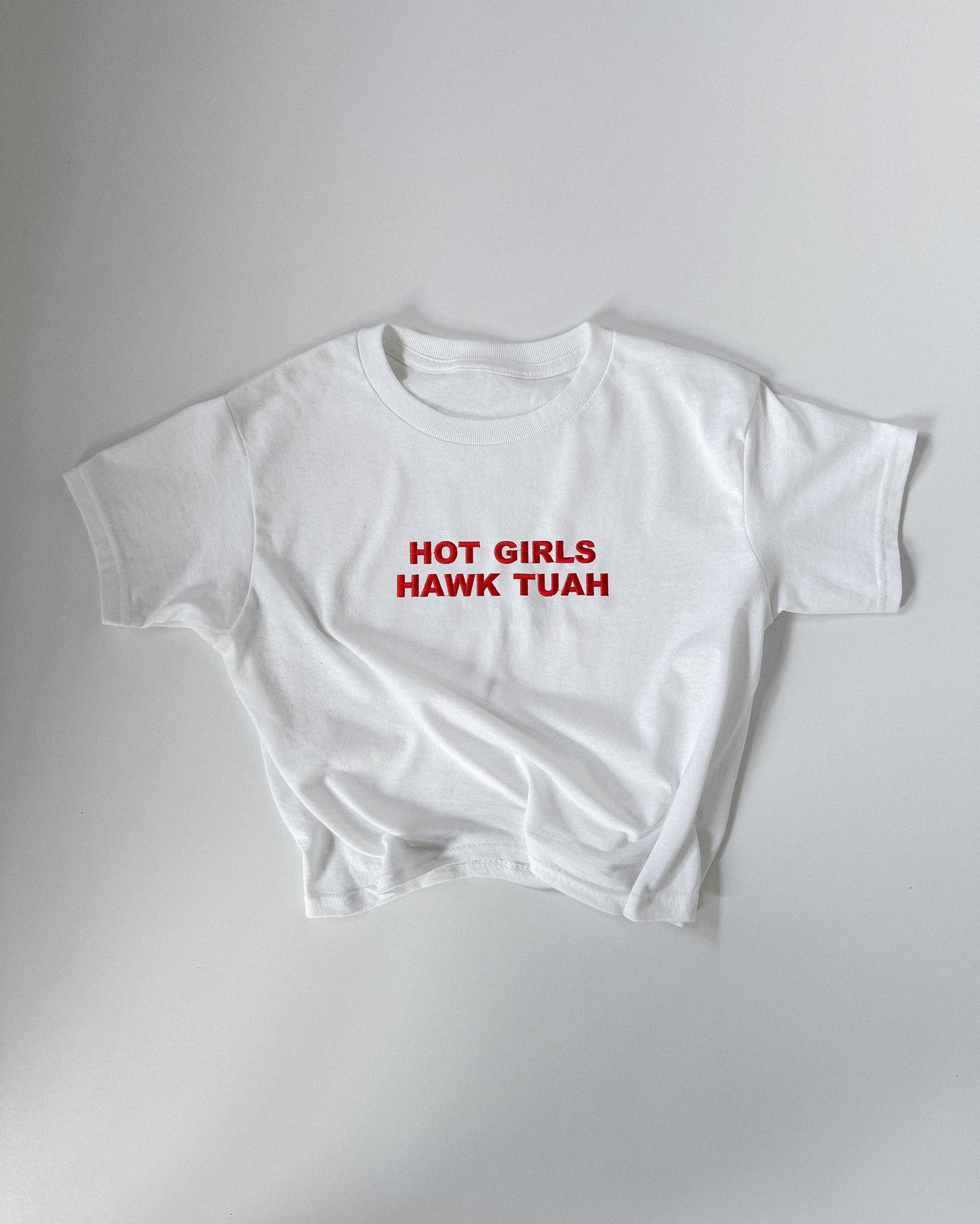 Embroidered 'Hot Girls Hawk Tuah' 90s Y2K T-Shirt