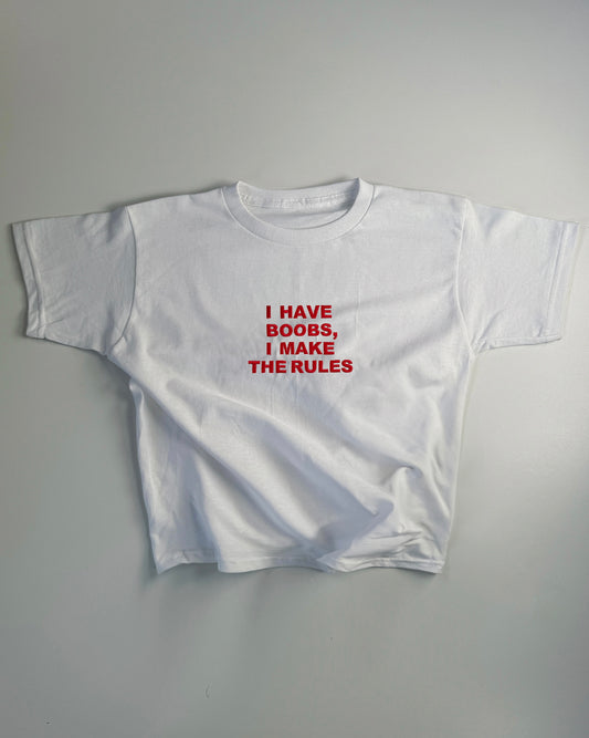 Embroidered 'I Have Boobs, I Make The Rules' 90s Y2K T-Shirt