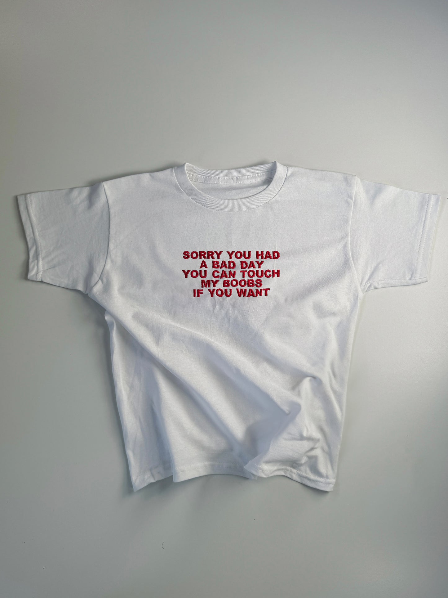 Embroidered 'Sorry You Had A Bad Day' 90s Y2K T-Shirt