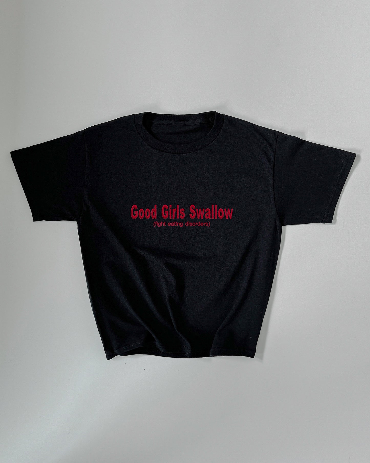 Embroidered 'Good Girls Swallow' 90s Y2K T-Shirt