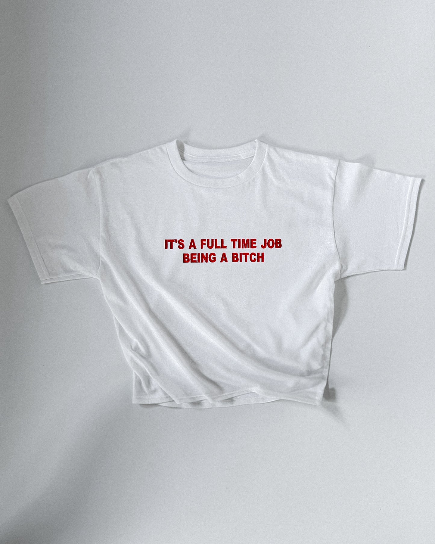 Embroidered 'It's A Full Time Job Being A Bitch' 90s Y2K T-Shirt