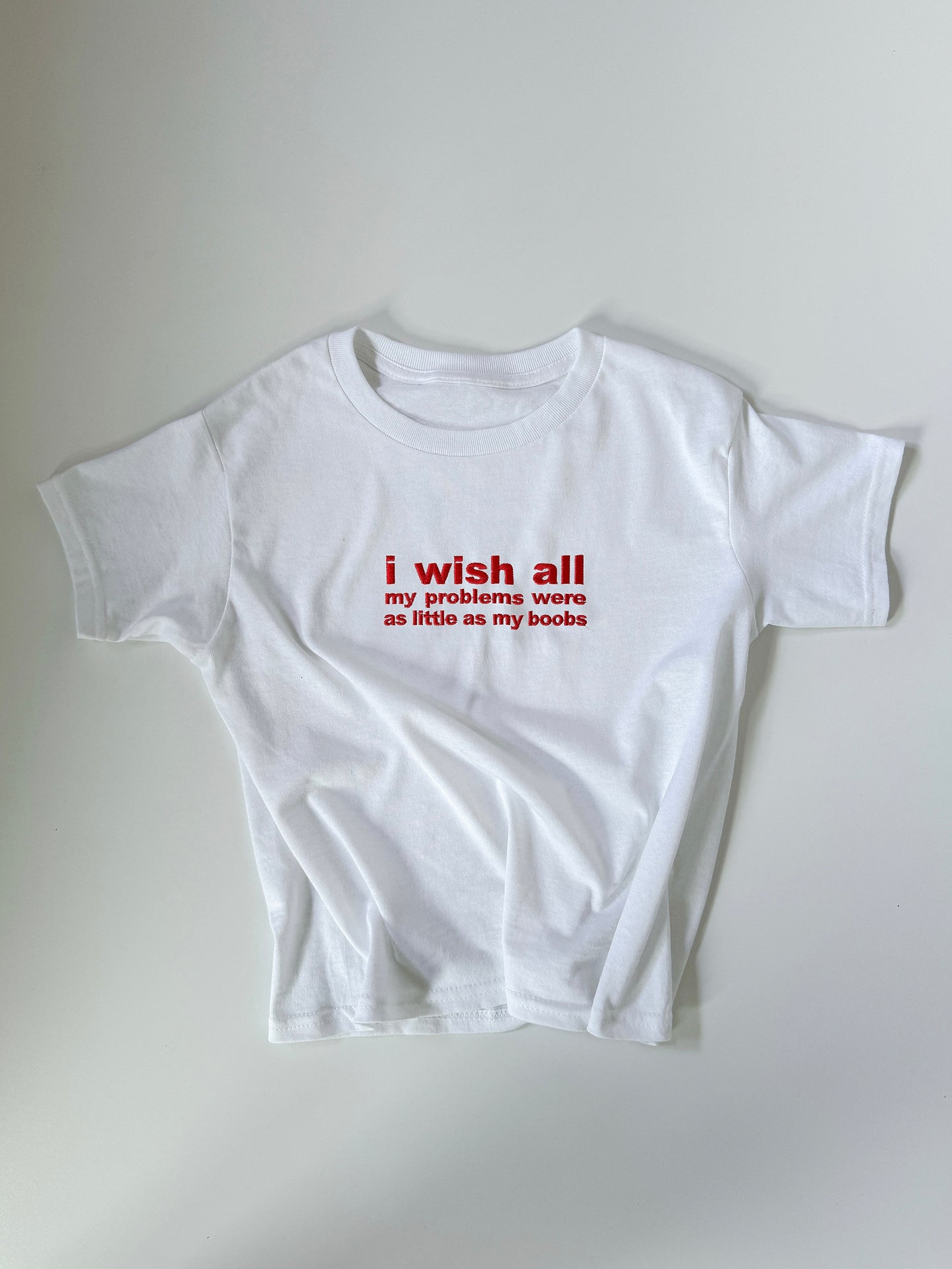 Embroidered 'I Wish All My Problems Were As Little As My Boobs' 90s Y2K T-Shirt