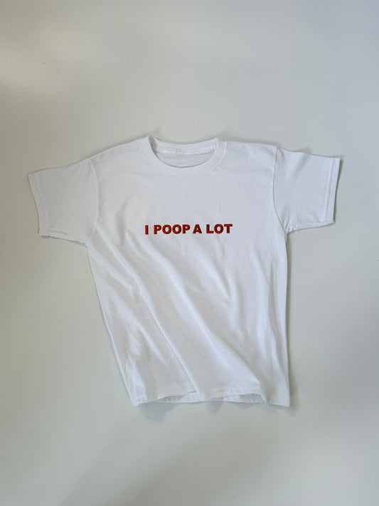 Embroidered 'I POOP A LOT' 90s Y2K T-Shirt