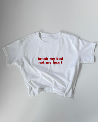 Embroidered 'Break My Bed Not My Heart' 90s Y2K T-Shirt
