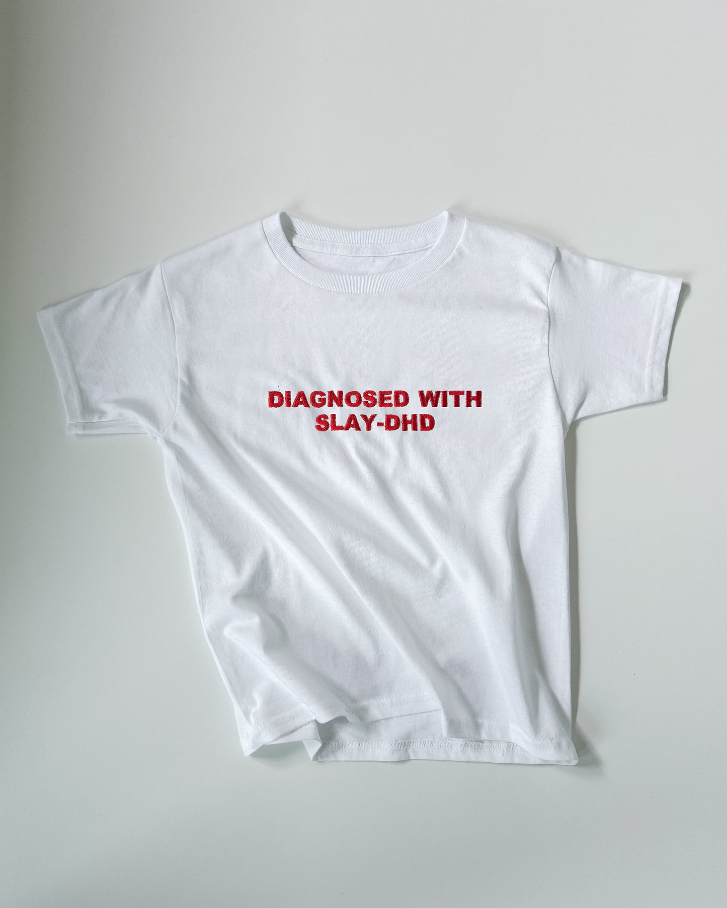 Embroidered 'Diagnosed With SLAY-DHD' 90s Y2K T-Shirt