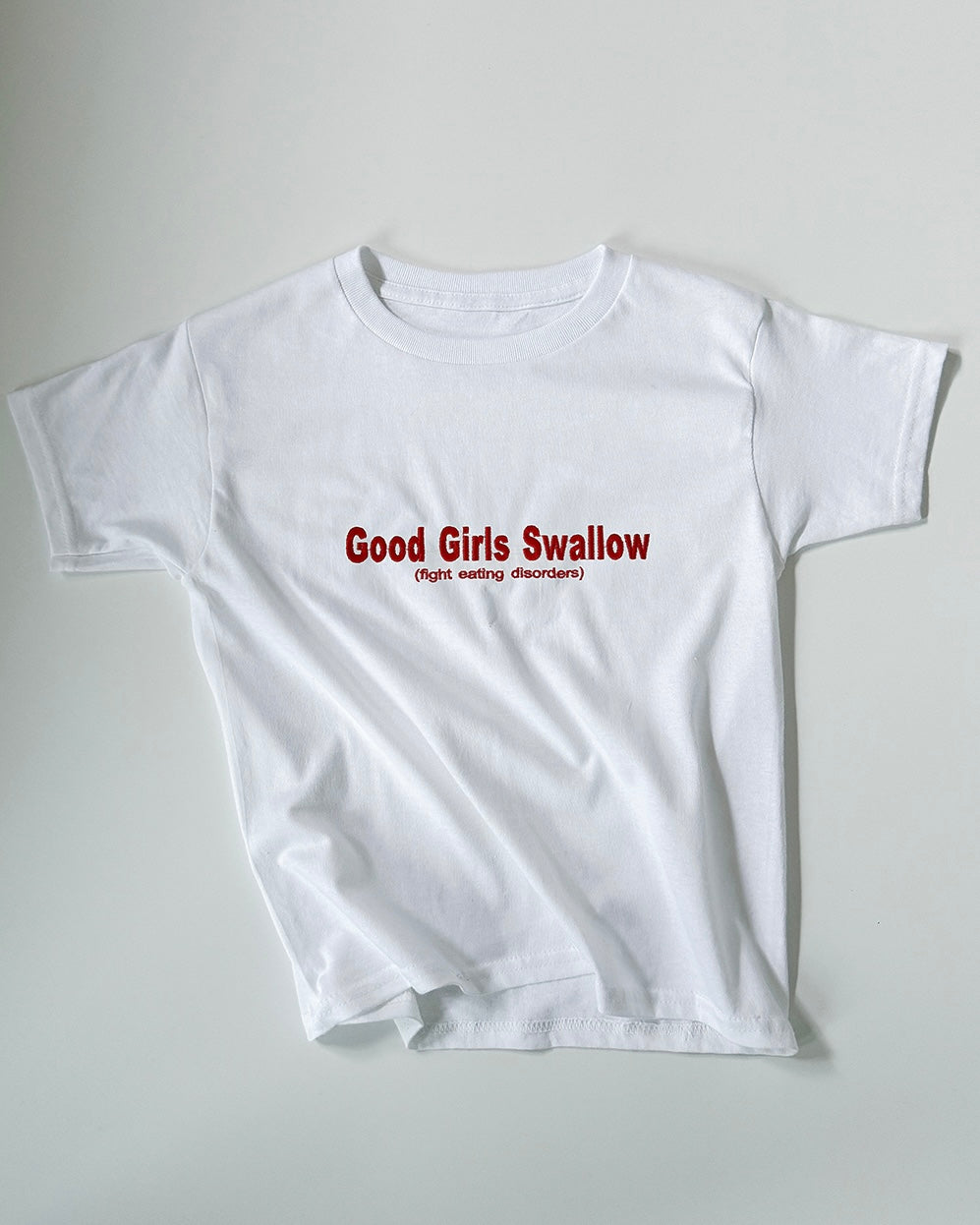 Embroidered 'Good Girls Swallow' 90s Y2K T-Shirt