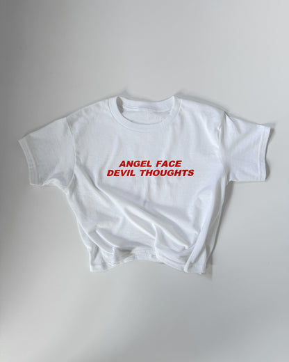 'ANGEL FACE DEVIL THOUGHTS' 90s Y2K T-Shirt