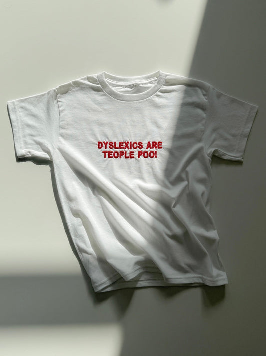 Embroidered 'Dyslexics Are People Too' 90s Y2K T-Shirt