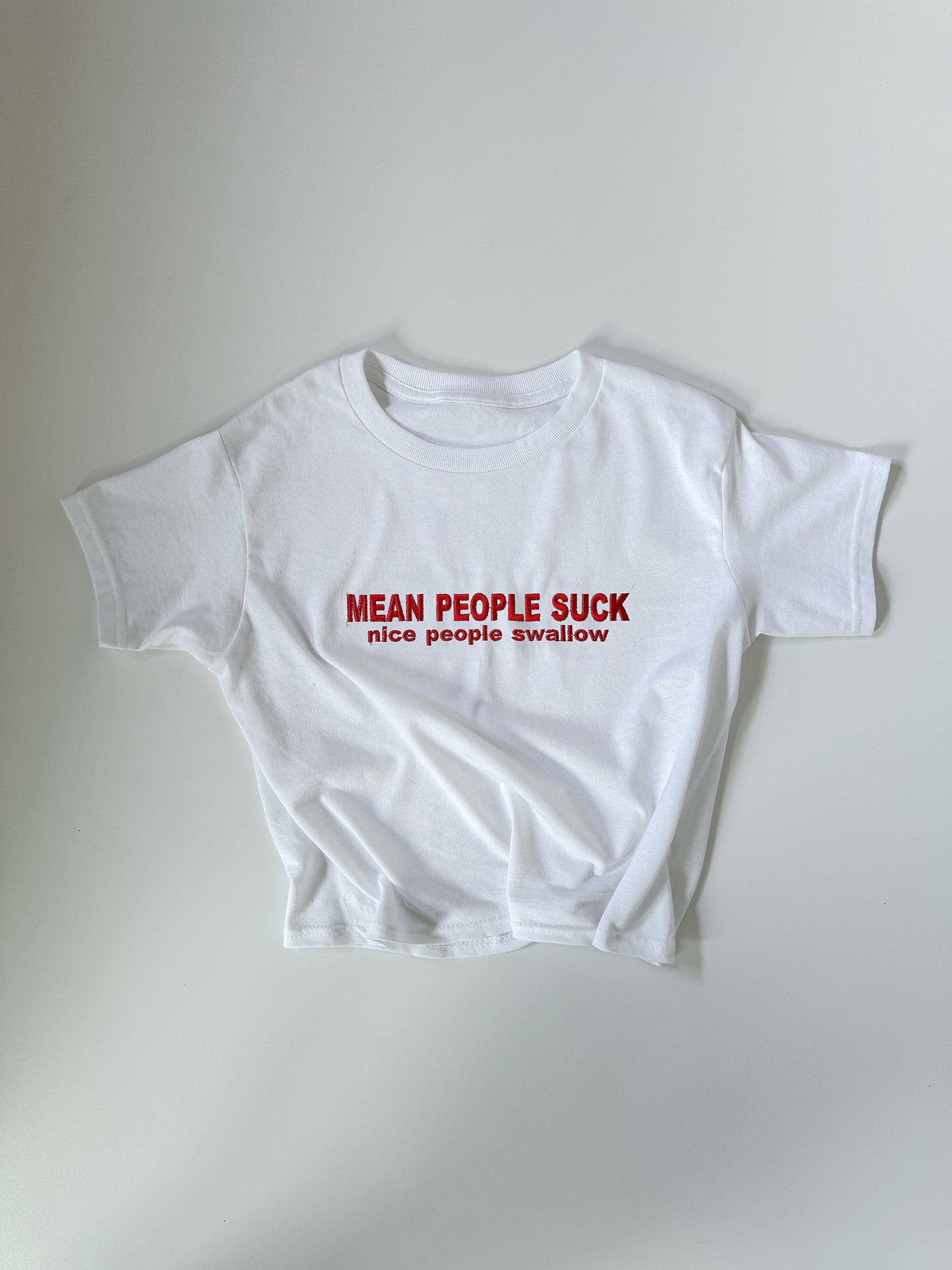 Embroidered 'Mean People Suck Nice People Swallow' 90s Y2K T-Shirt