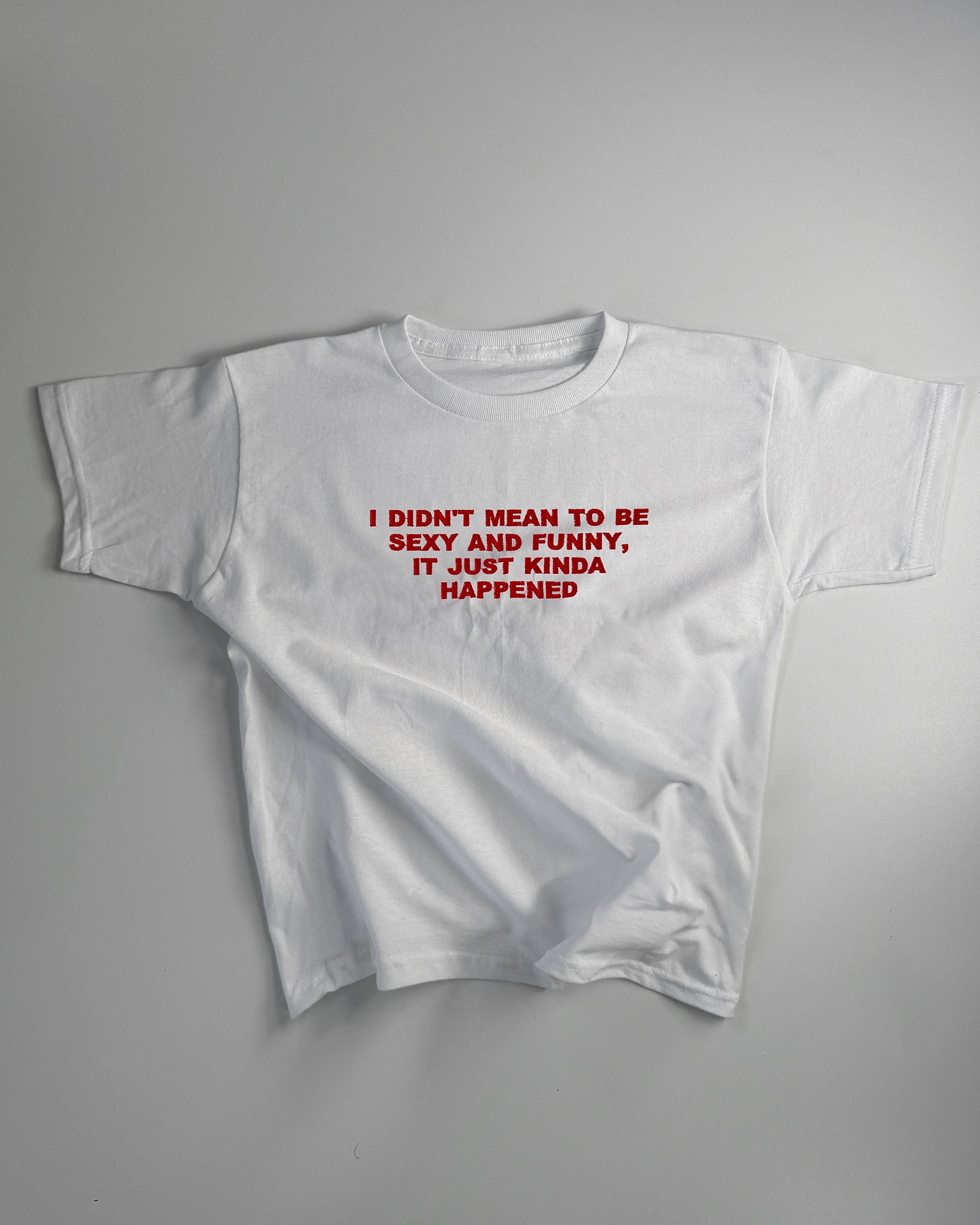 Embroidered 'I Didn’t Mean To Be Sexy And Funny' 90s Y2K T-Shirt