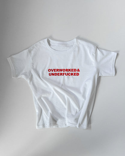 Embroidered 'Overworked & Underfucked' 90s Y2K T-Shirt