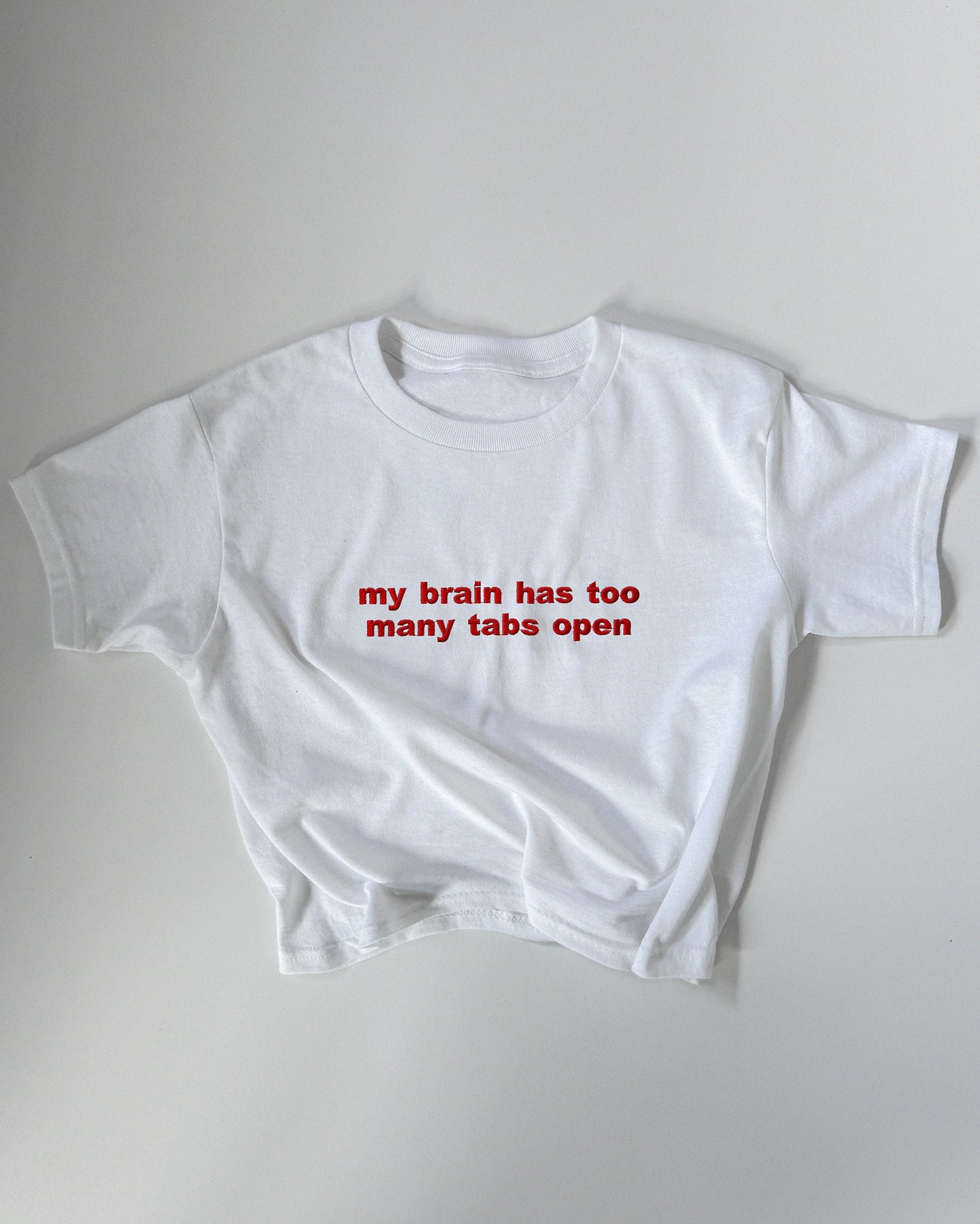 Embroidered 'My Brain Has Too Many Tabs Open' 90s Y2K T-Shirt