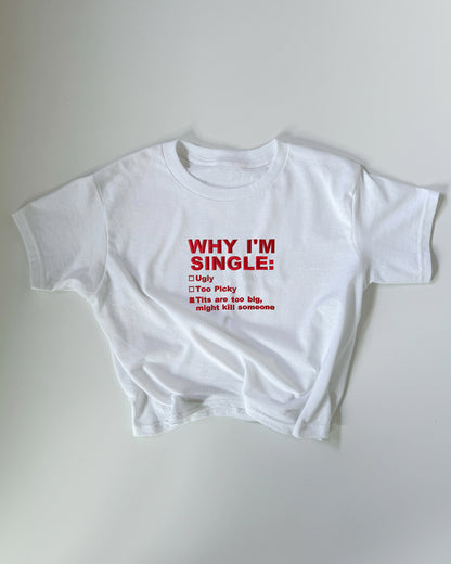 Embroidered 'WHY I’M SINGLE (Tits Version)' 90s Y2K T-Shirt