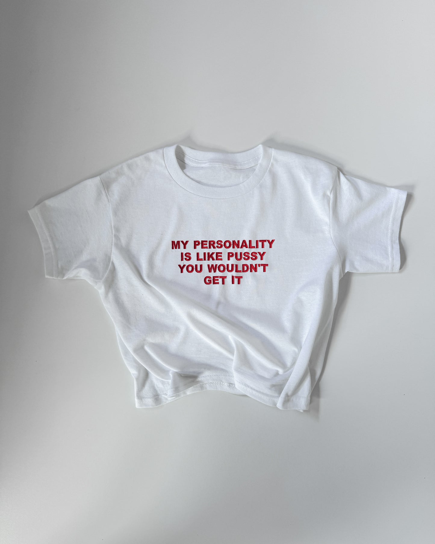 Embroidered 'My Personality Is Like Pussy, You Wouldn’t Get It' 90s Y2K T-Shirt