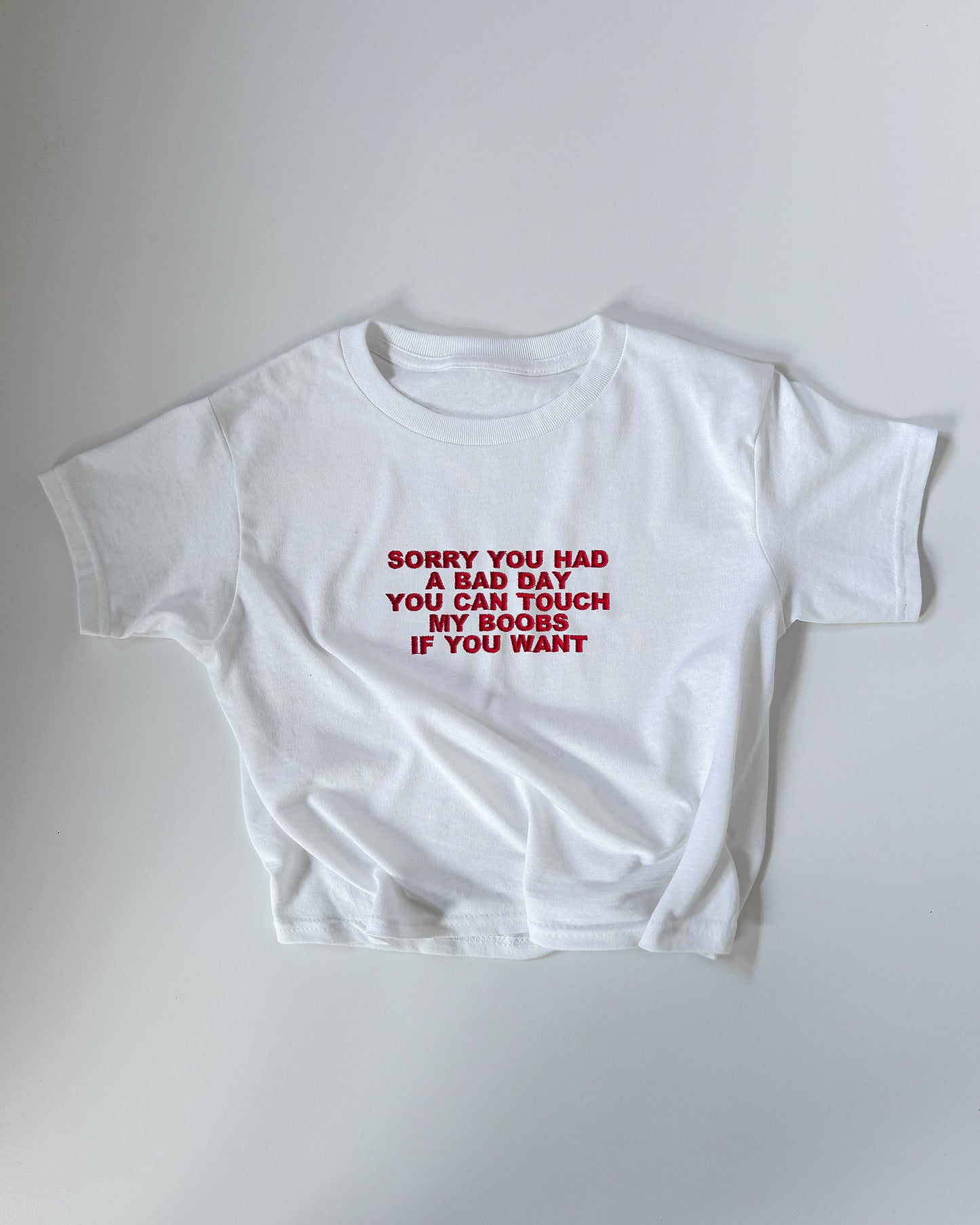 Embroidered 'Sorry You Had A Bad Day' 90s Y2K T-Shirt