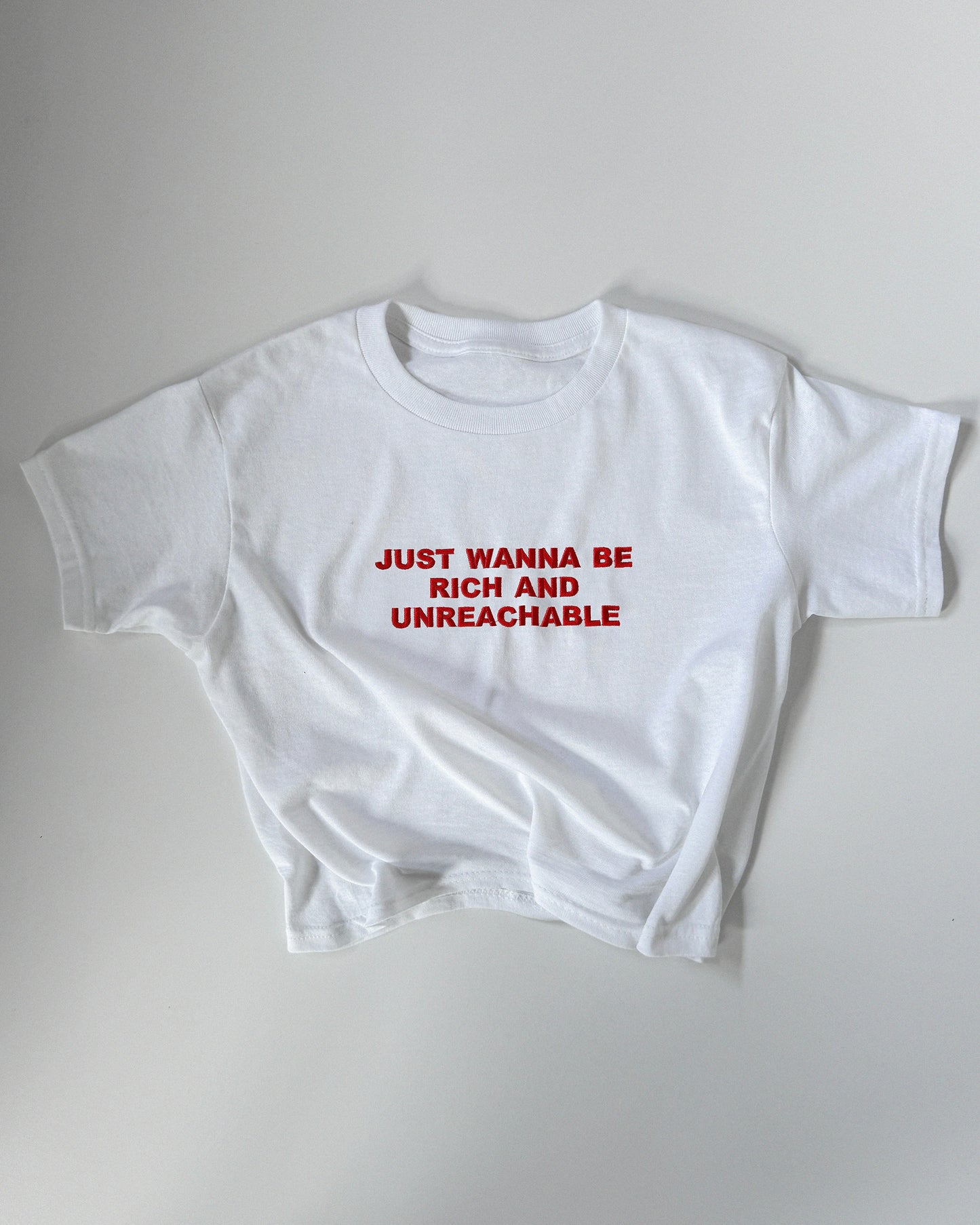 Embroidered 'Just Wanna Be Rich And Unreachable' 90s Y2K T-Shirt