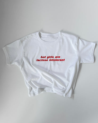 Embroidered 'Hot Girls Are Lactose Intolerant' 90s Y2K T-Shirt