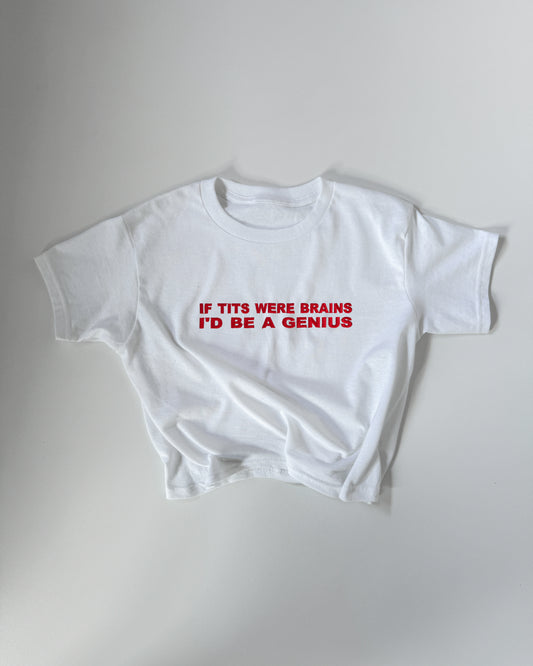 Embroidered 'If Tits Were Brains, I’d Be A Genius' 90s Y2K T-Shirt