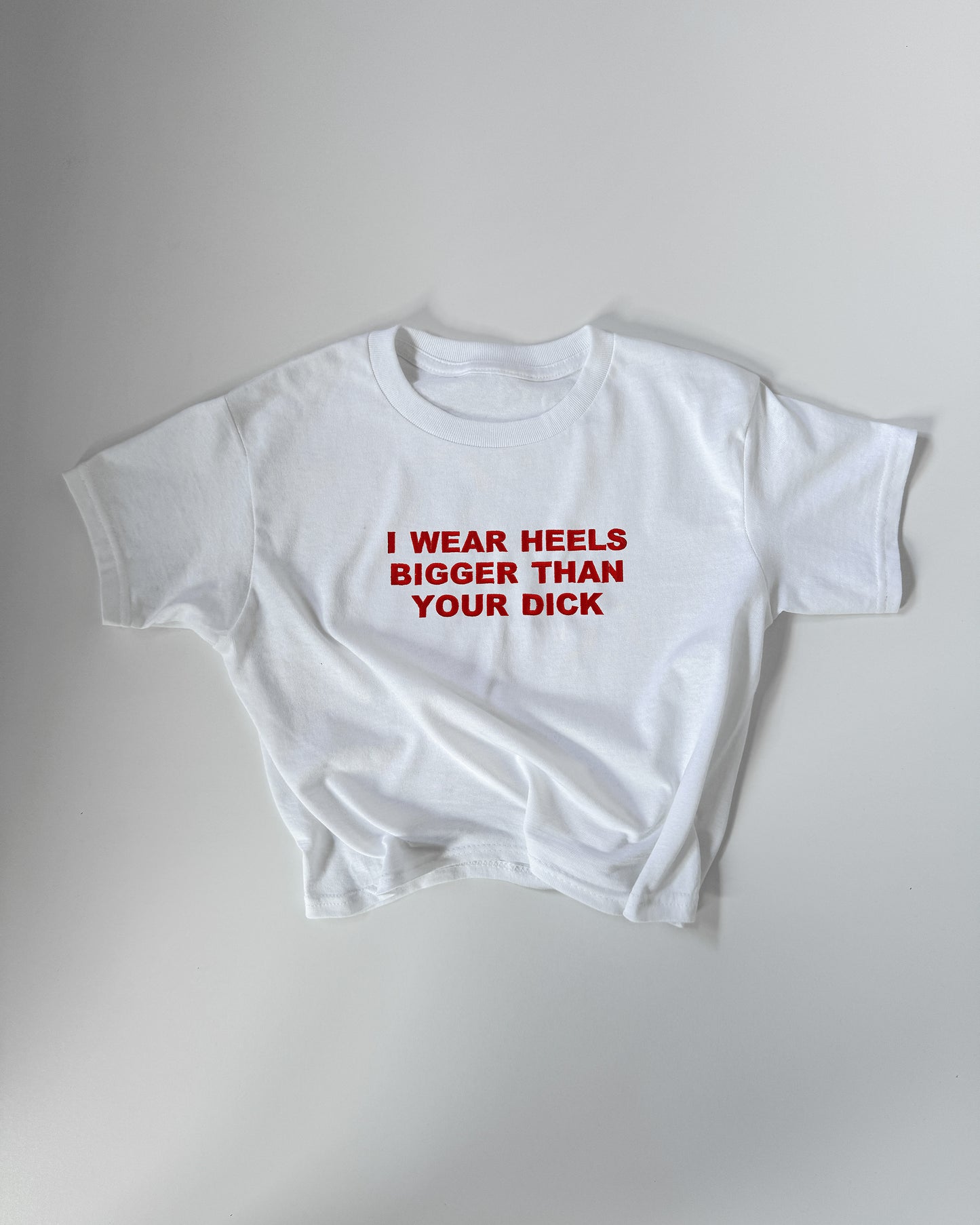 Embroidered 'I WEAR HEELS BIGGER THAN YOUR DICK' 90s Y2K T-Shirt