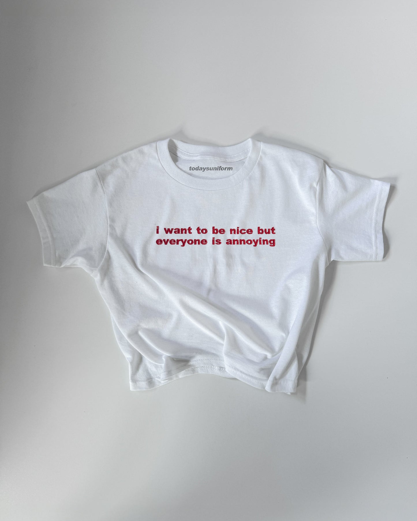 Embroidered 'I Want To be Nice But Everyone Is Annoying' 90s Y2K T-Shirt