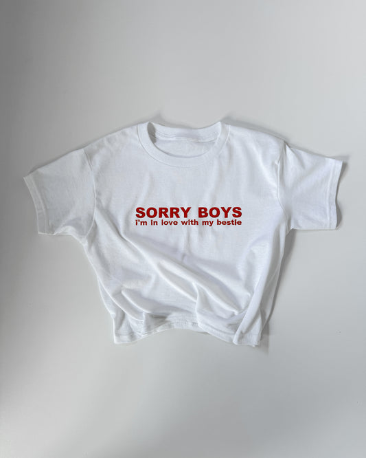 Embroidered 'SORRY BOYS I'M IN LOVE WITH MY BESTIE' 90s Y2K T-Shirt