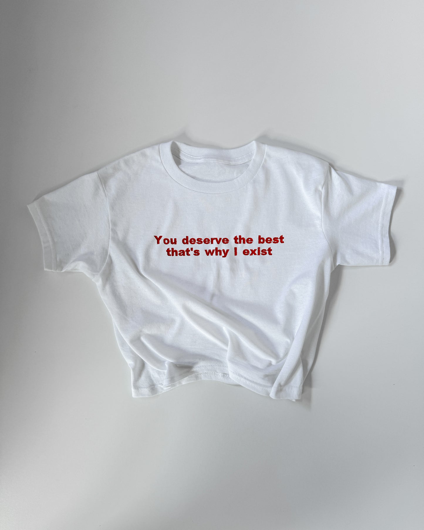 Embroidered 'YOU DESERVE THE BEST THAT'S WHY I EXIST' 90s Y2K T-Shirt