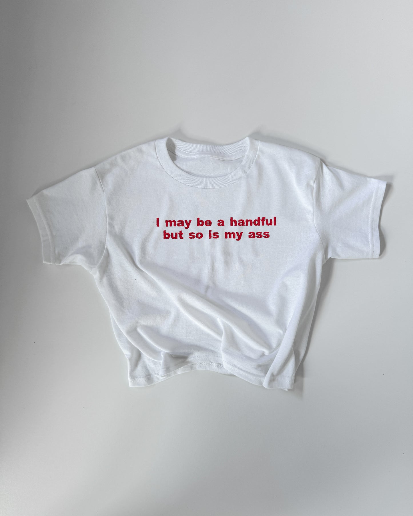 Embroidered 'I May Be A Handful, But So Is My Ass' 90s Y2K T-Shirt/Sweatshirt