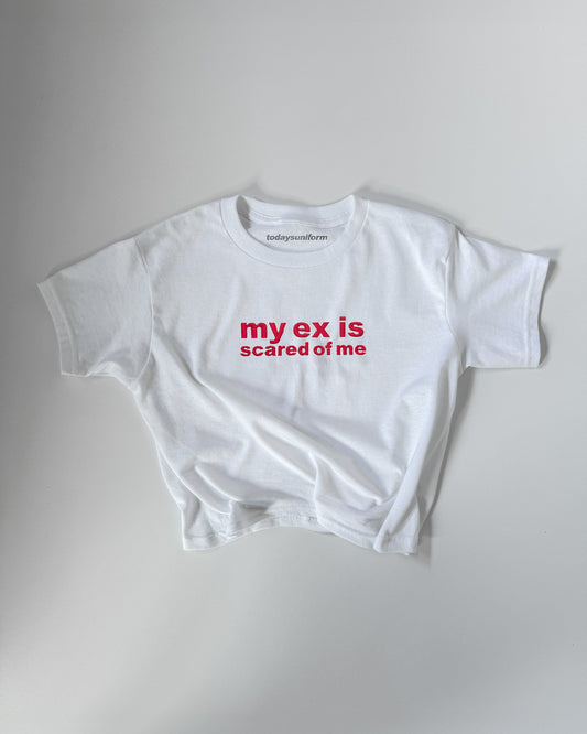 Embroidered 'MY EX IS SCARED OF ME' 90s Y2K T-Shirt
