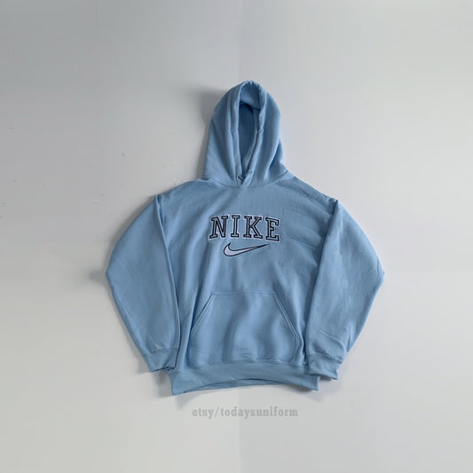 Vintage Style 90s Baby Blue Spellout Hoodie